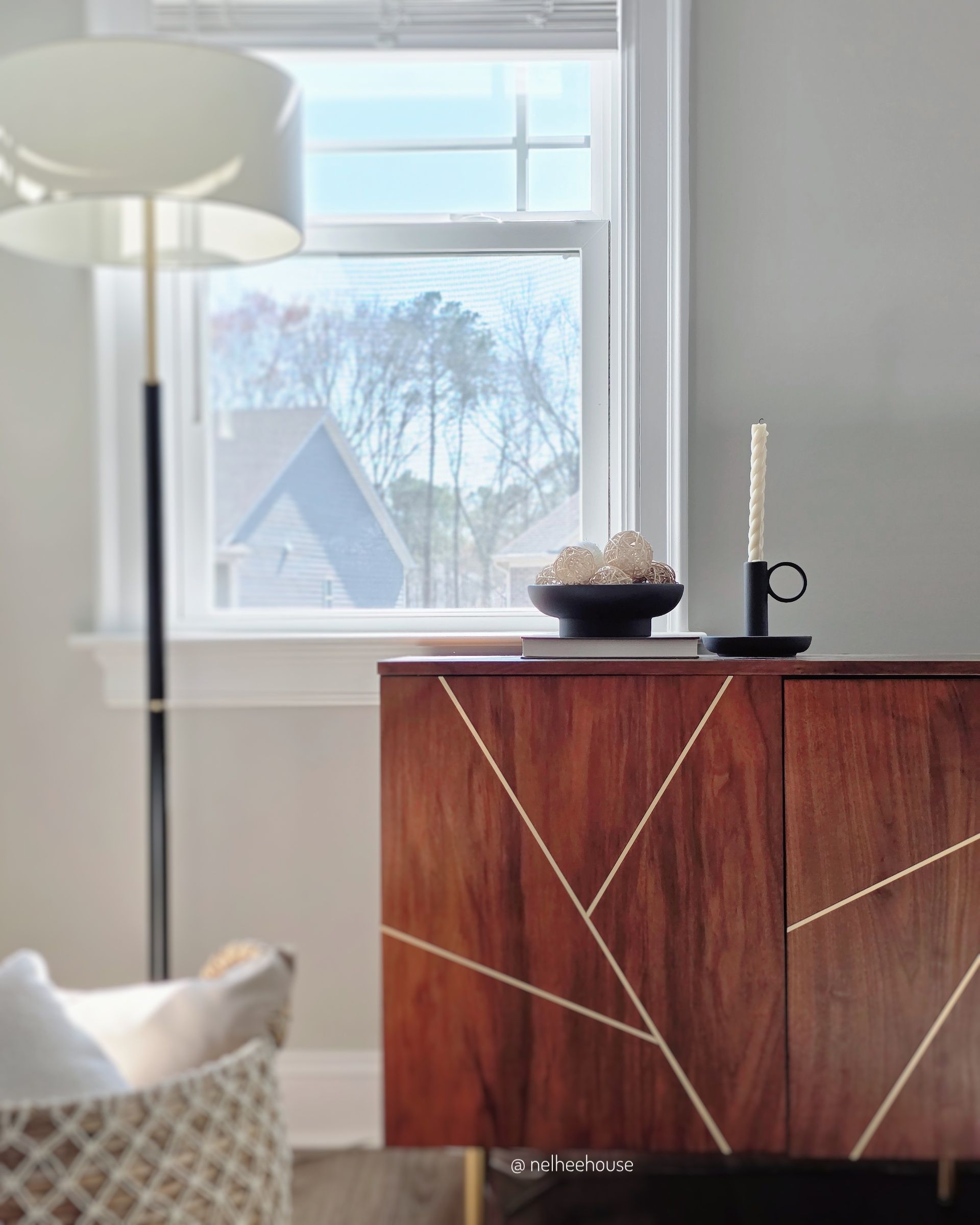 World Market Dustin Spiced Auburn Wood And Brass Inlay Storage