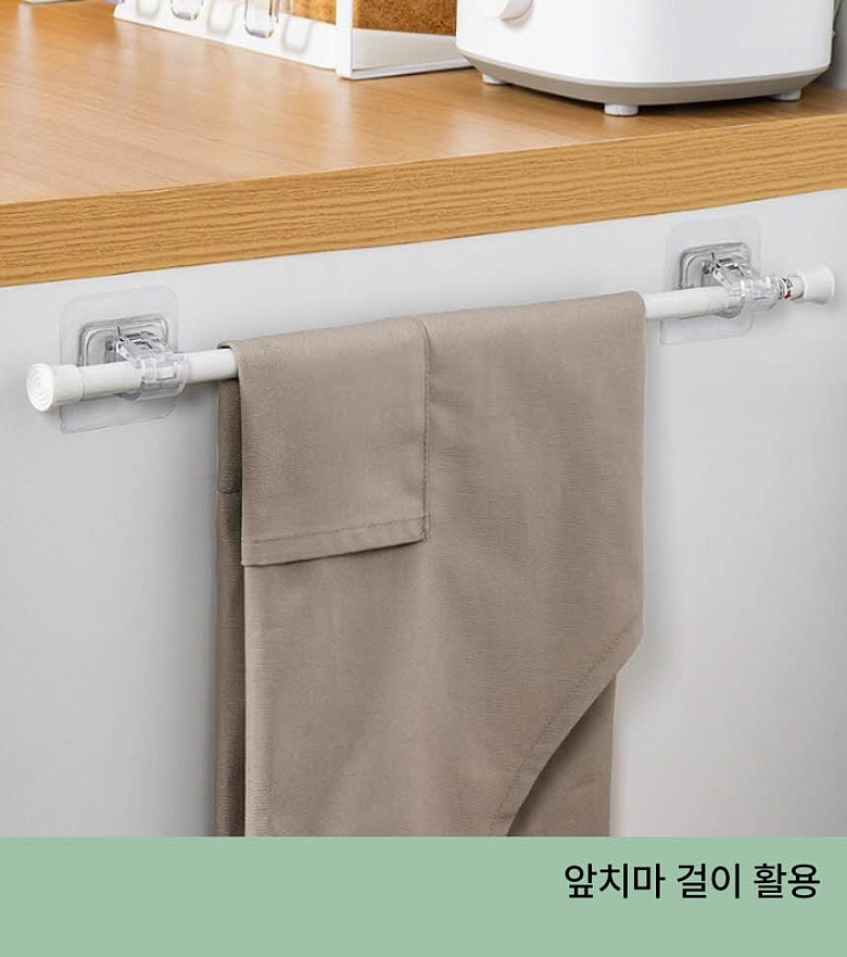 후크걸이·코트랙 > 2P세트 벽부착 투명 접착식 걸이 압축봉 홀더 브라켓 후크 행거 봉 | 오늘의집 쇼핑