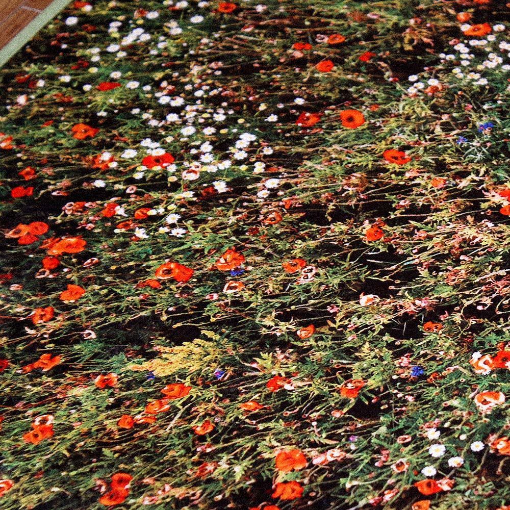 Leere STUDIO お花畑 ラグ グリーン マイクロファイバー サイズ