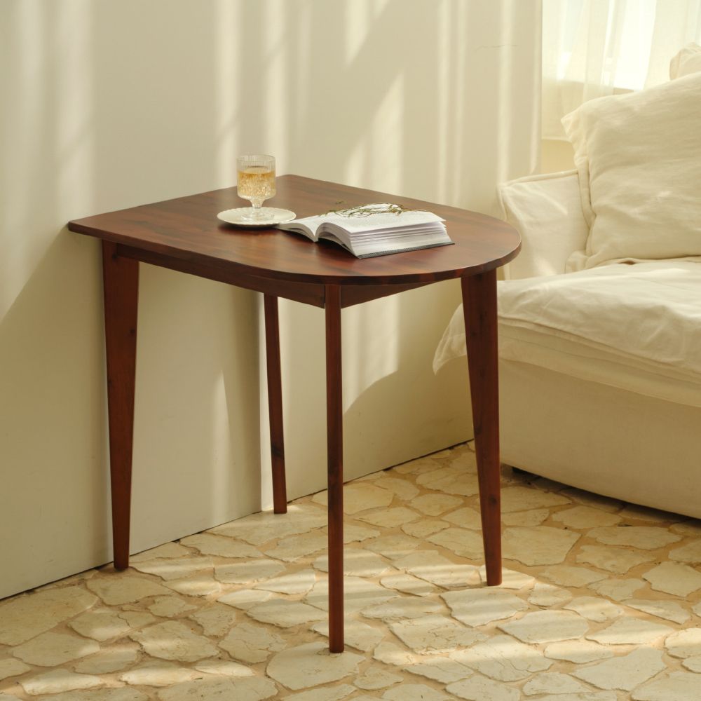house recipe Aiden Teak 半楕円形 テーブル 80cm ミディアム ブラウン