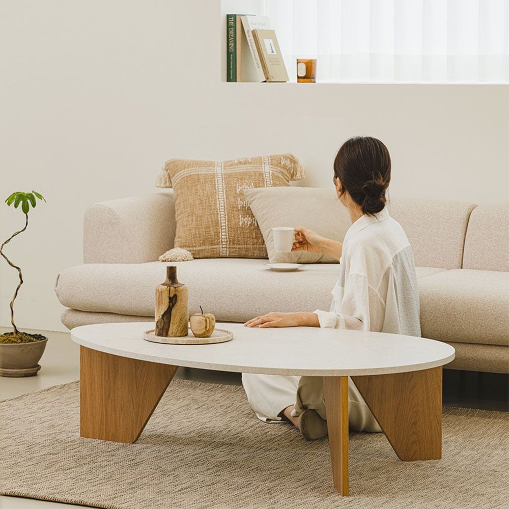 woodray メイ ローテーブル［2サイズ］ ホワイト 加工木材 高さ 34cm