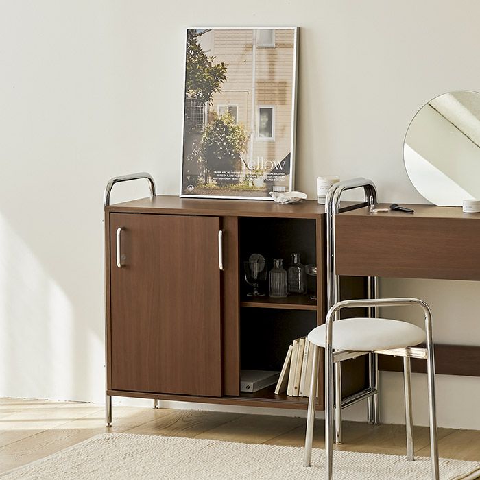 ROOM&HOME WALD クローム 収納棚 引き戸タイプ 800 棚型［3色