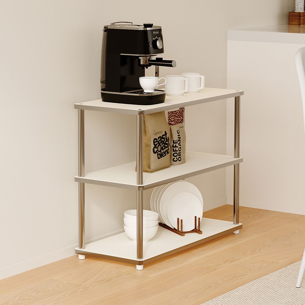 SOFSYS POINT 3段 ラック ホワイト 加工木材 奥行き 34cm 高さ 64cm 幅