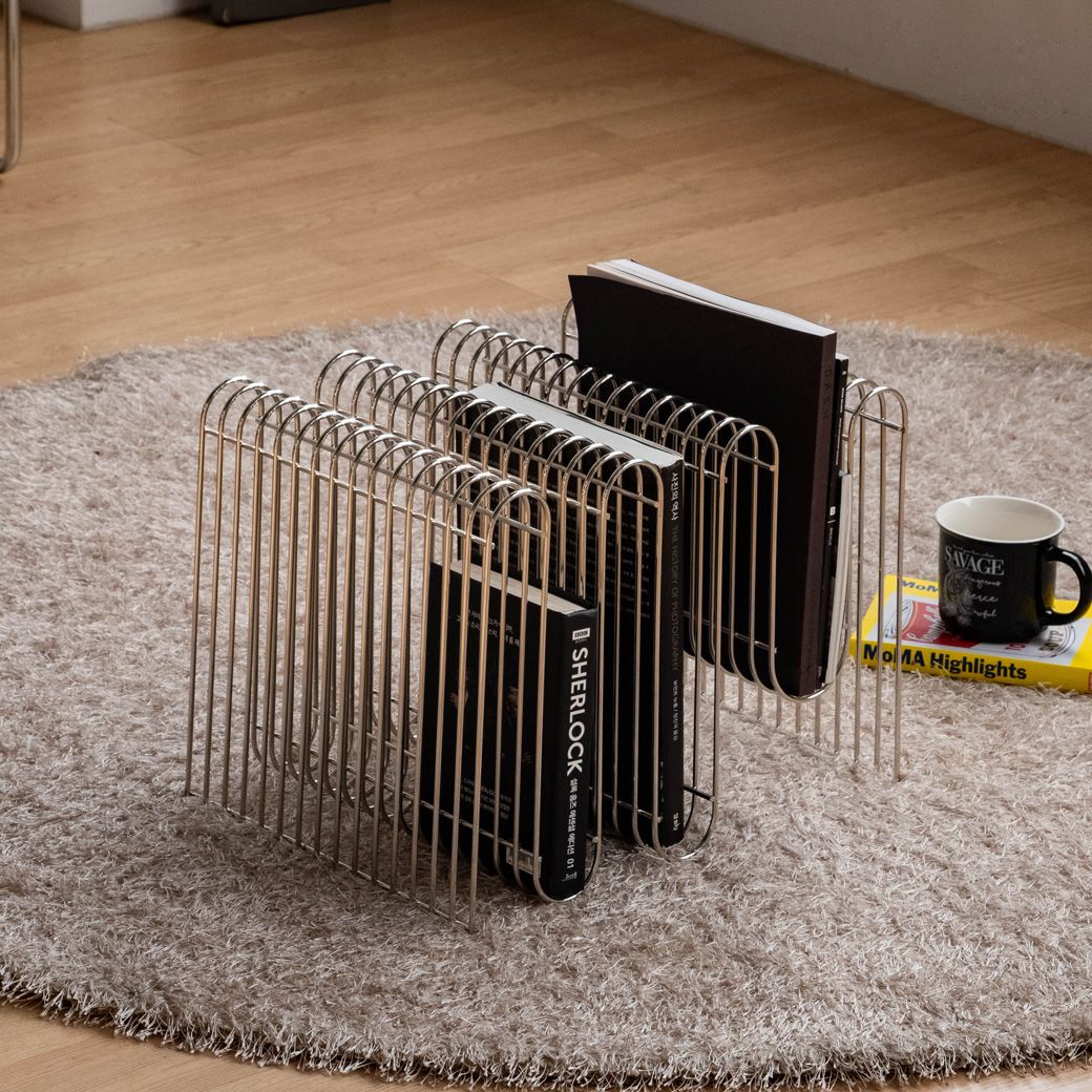 Chairfactory ワイヤ ブックスタンド シルバー スチール 高さ 30cm