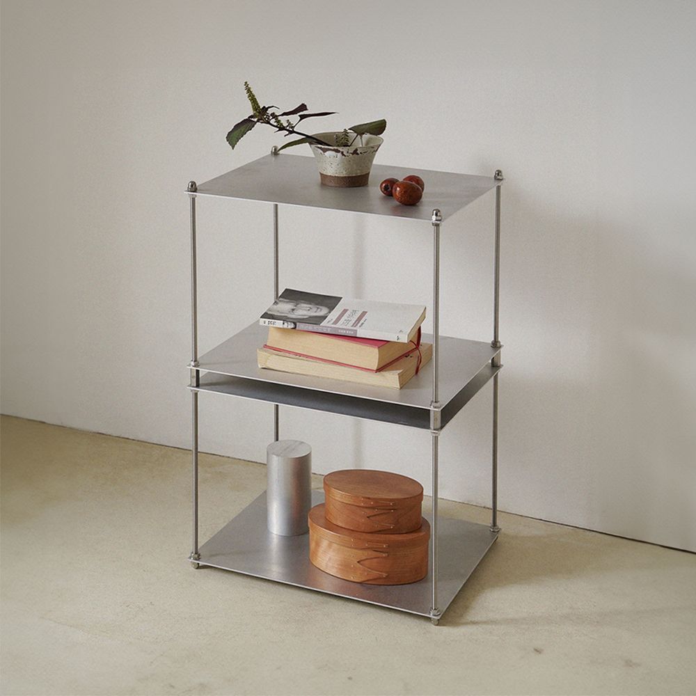 rhombus lab 2段 モジュールラック シルバー スチール 幅 80cm 奥行き