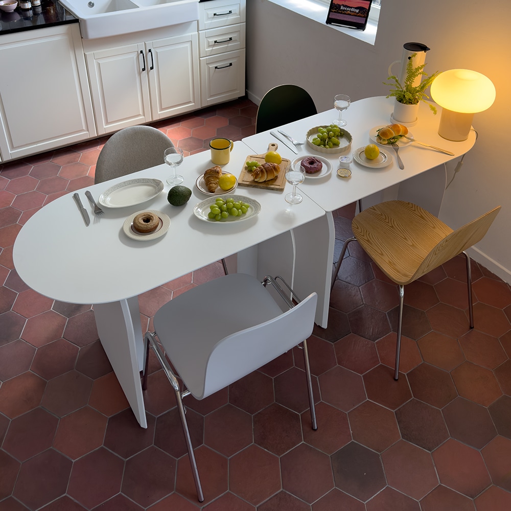 ARC 半楕円形 ハーフ ダイニングテーブル 100cm 韓国 Ohouse COMOCASA ARC 半楕円形 ダイニングテーブル 100cm［2色］ ホワイト