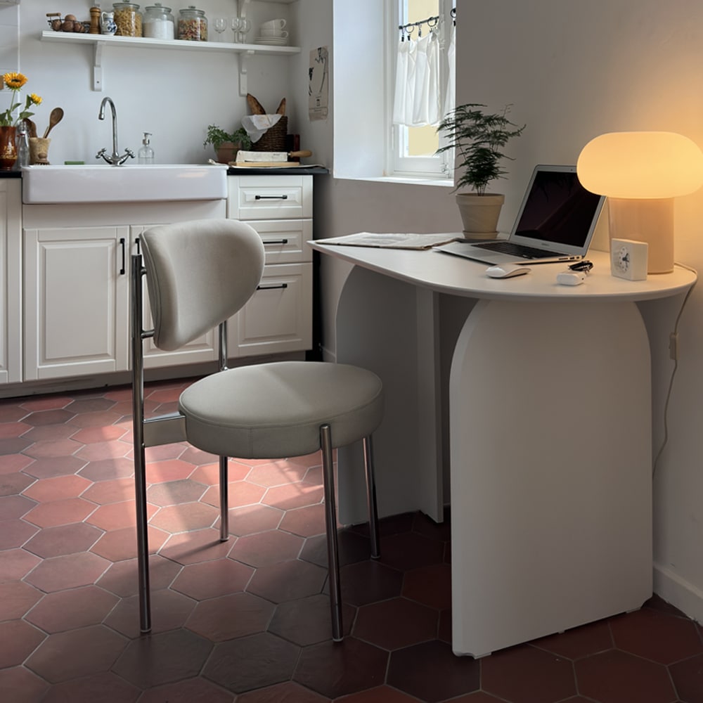 COMOCASA ARC 半楕円形 ダイニングテーブル 100cm［2色］ ブラウン