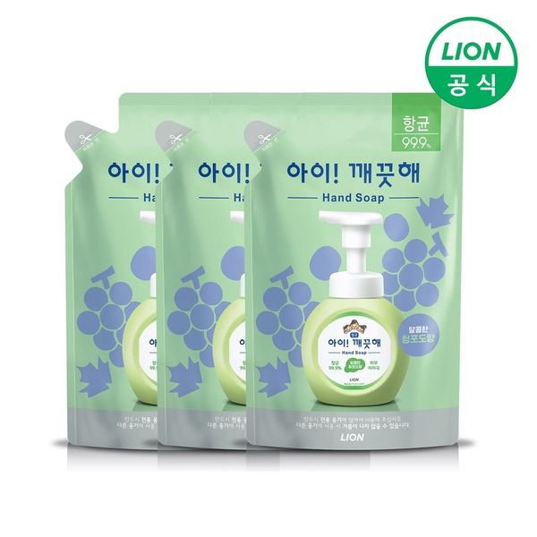 아이깨끗해 핸드워시 리필 450ml x 3개 (순/레몬/청포도 택1)