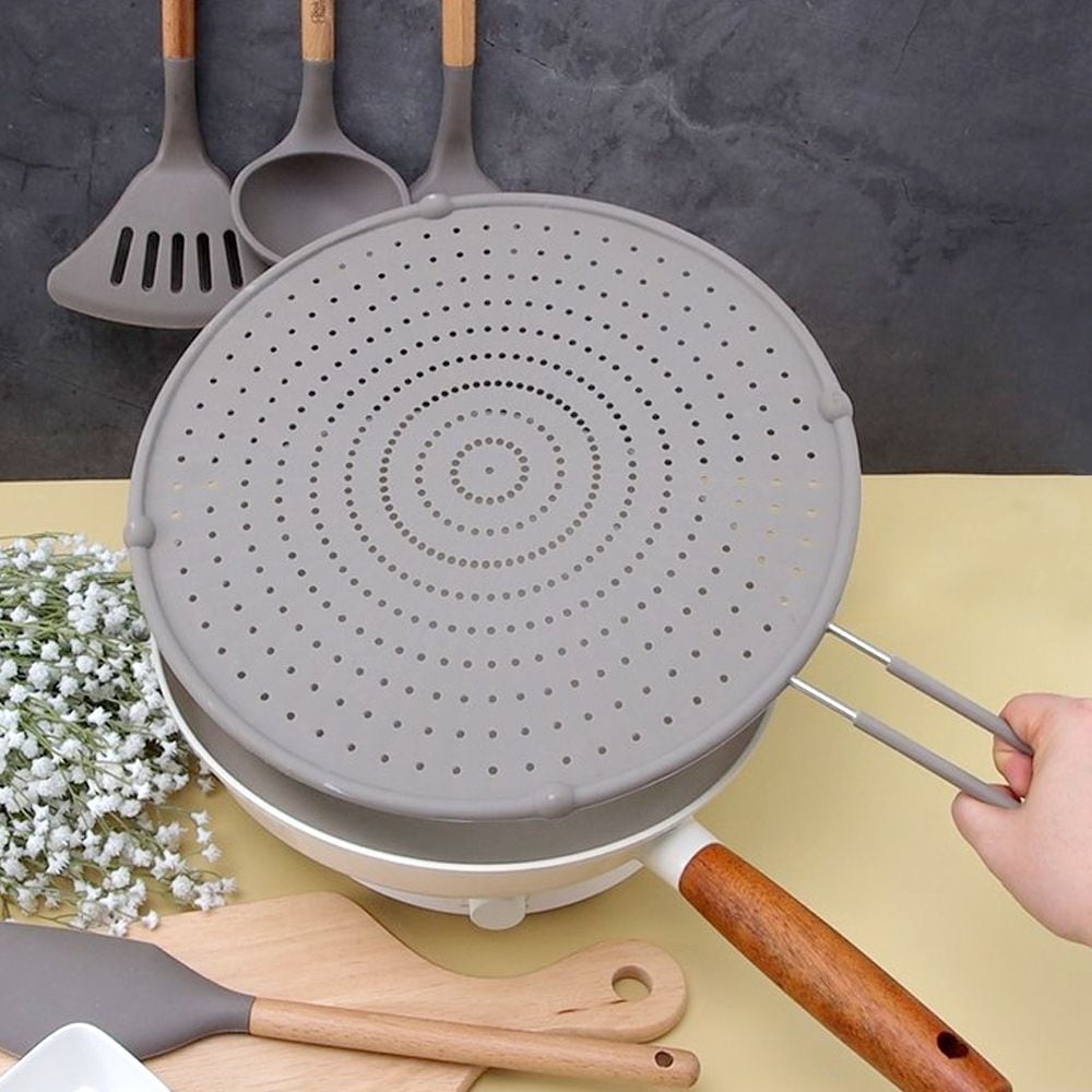 오늘의집 키친구 실리콘 후라이팬덮개 냄비덮개 뚜껑 기름방지망 32cm