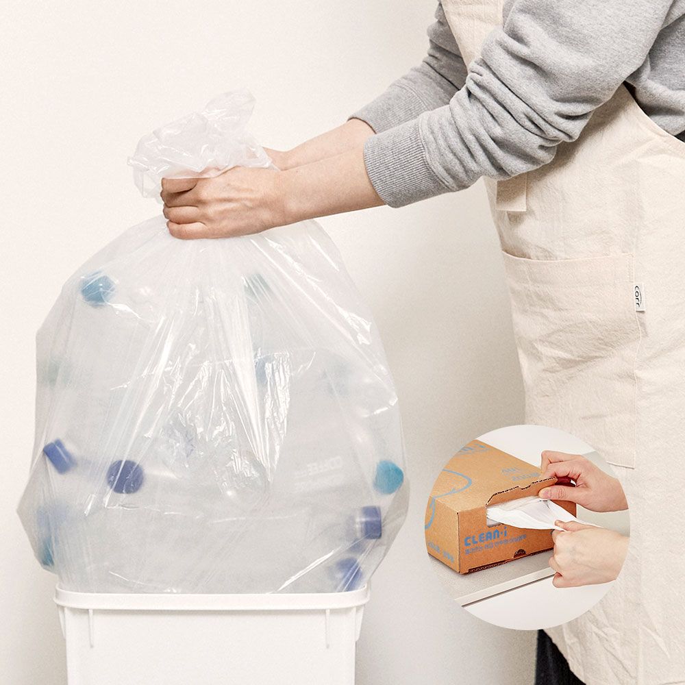 크린아이 국산 뽑아쓰는 재활용 쓰레기 분리수거 배접 비닐봉투 100매 (40L/60L)