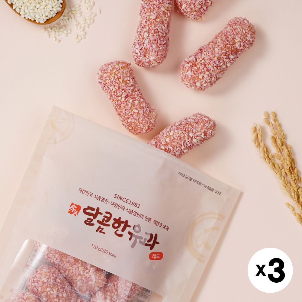 달콤한 백련초 유과 레드 120g*3봉 가격 비교 김규흔 한과 달콤한 백련초 유과 레드 120g*3봉
