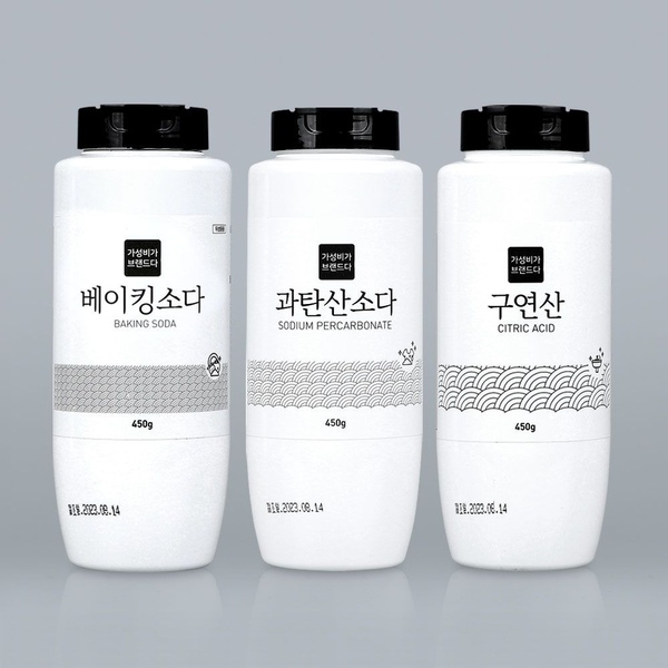 톡톡톡 뿌리는 과탄산소다+구연산+베이킹소다 450G x 3개