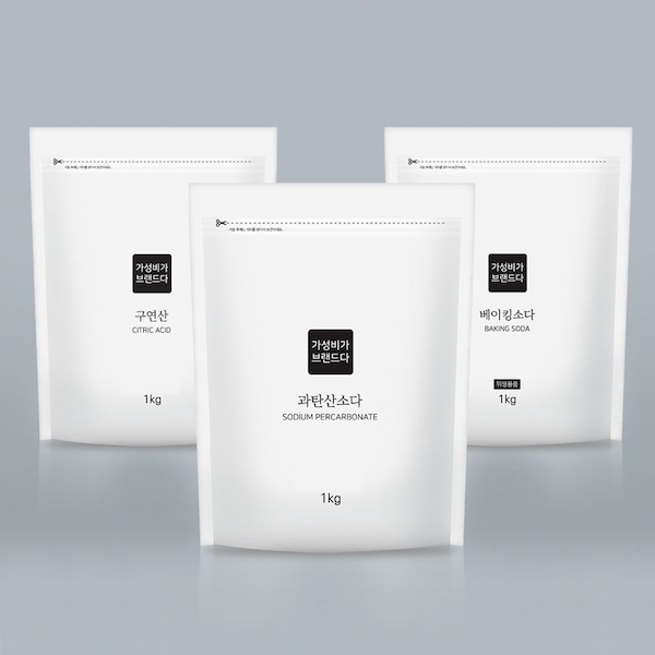 베이킹소다+과탄산소다+구연산 다목적 세정제 1KG x 3개(지퍼백)