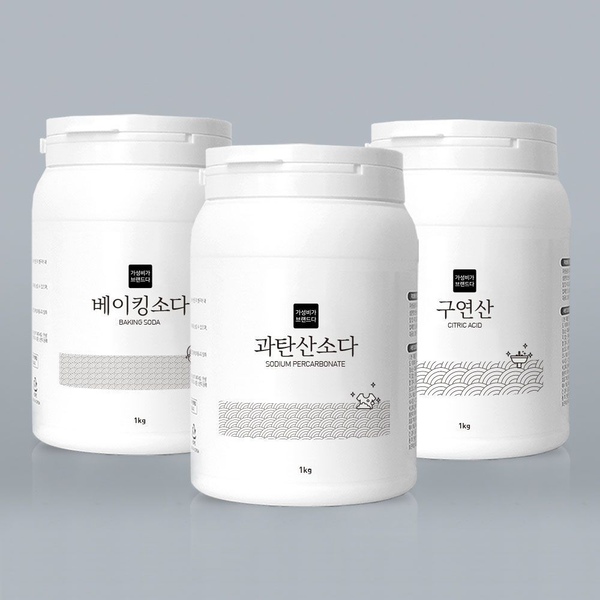 베이킹소다+과탄산소다+구연산 다목적 세정제 1KG x 3개(용기)