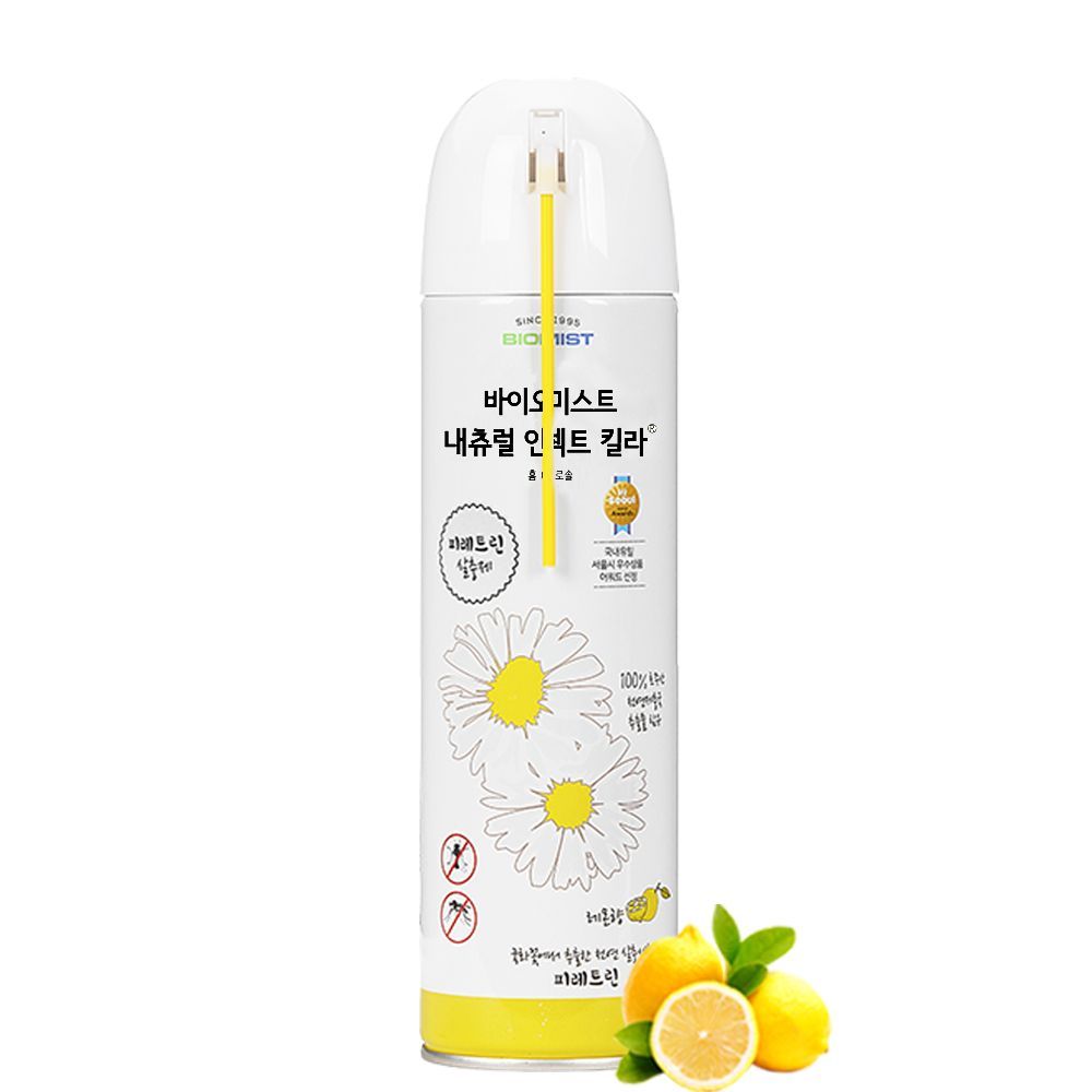 바이오미스트 천연성분 가정용 피레트린 국화꽃 살충제 내츄럴 인섹트 킬라 - 레몬향 (500ml)