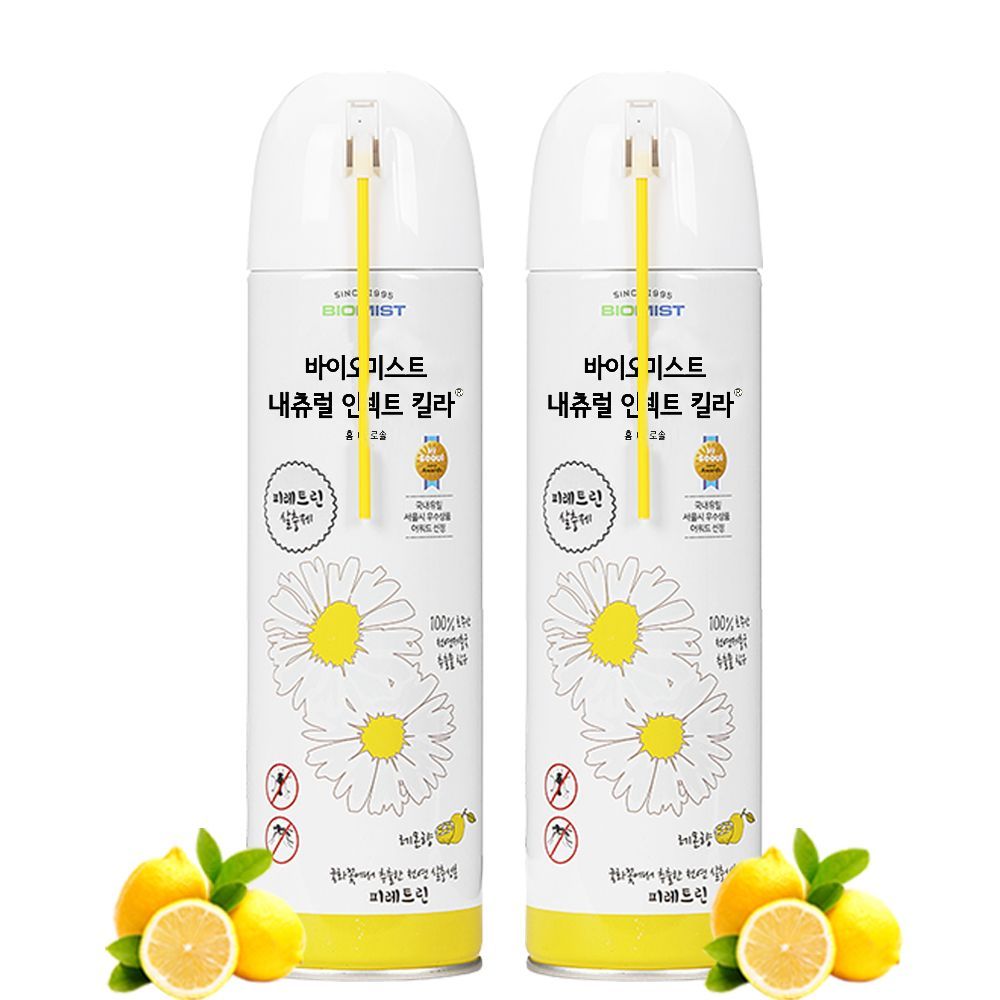 바이오미스트 가정용 국화꽃 살충제 내츄럴인섹트킬라 - 레몬향X2 (500ml)