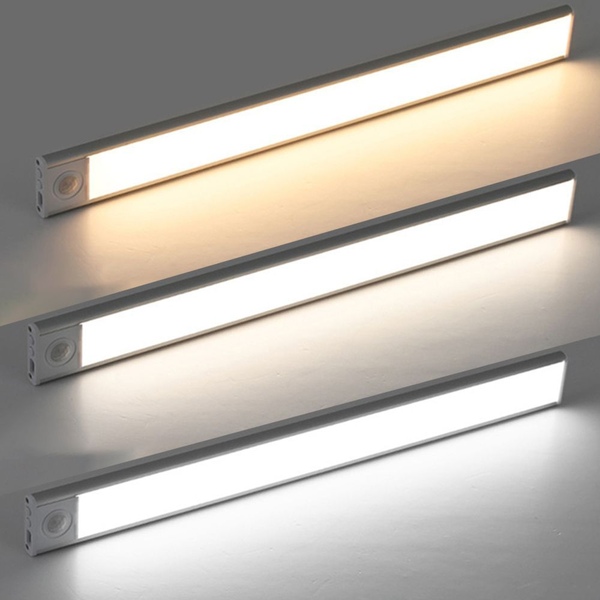 3색변환 부착식 LED 무선 센서바 확산형 실버바디 센서등 충전식 간접조명 4Size