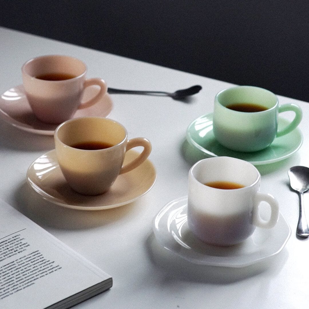 UNS 베이직 밀크글라스 커피잔 세트 밀크