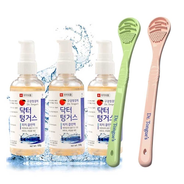 구강청결제 혀클리너 피치클린액 입냄새 구취 백태 제거 3통 혀클리너 2개
