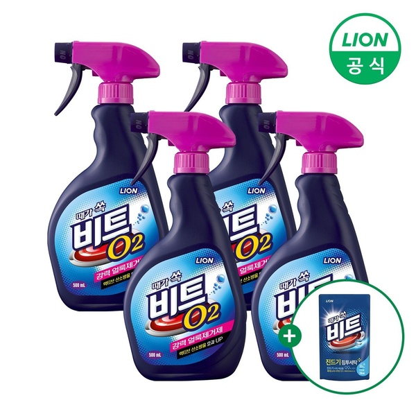 비트 O2 강력얼룩제거제 스프레이 500ml X 4개+비트 겸용300g 증정