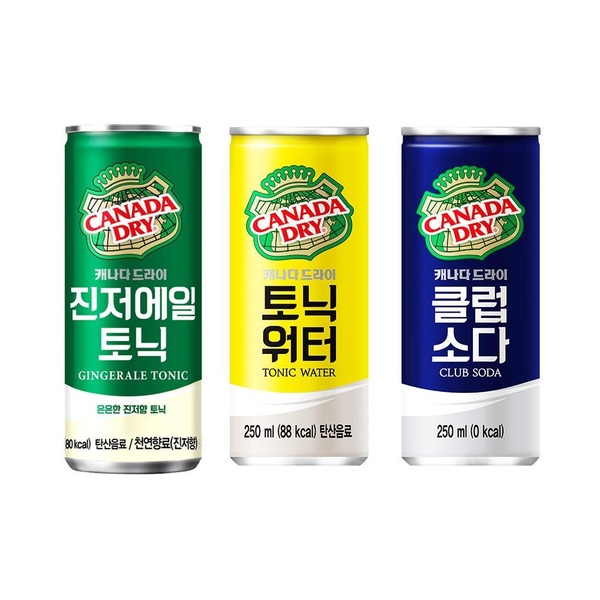 캐나다드라이 3종 진저에일 토닉워터 클럽소다 250ml 30캔