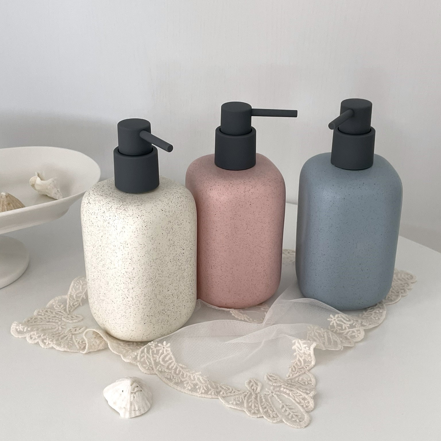 미니버터샵 세라믹디스펜서 샴푸 바디워시 주방세제 핸드워시 용기 500ml