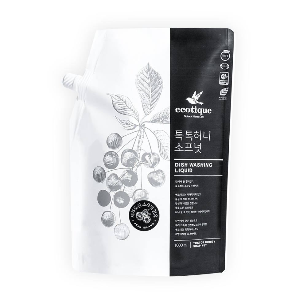 에코띠끄 녹색인증 친환경 톡톡허니 소프넛 과일 야채용 주방세제 리필 1000ml