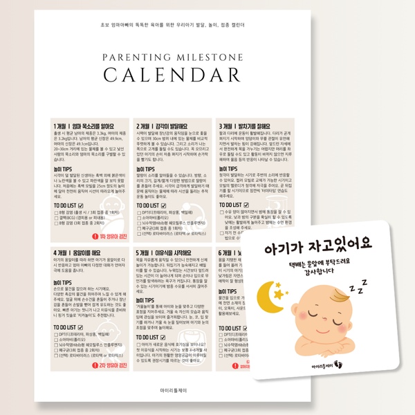 열두달 육아캘린더 육아 달력 임신축하선물 발달표 놀이팁 접종리스트 (B4)