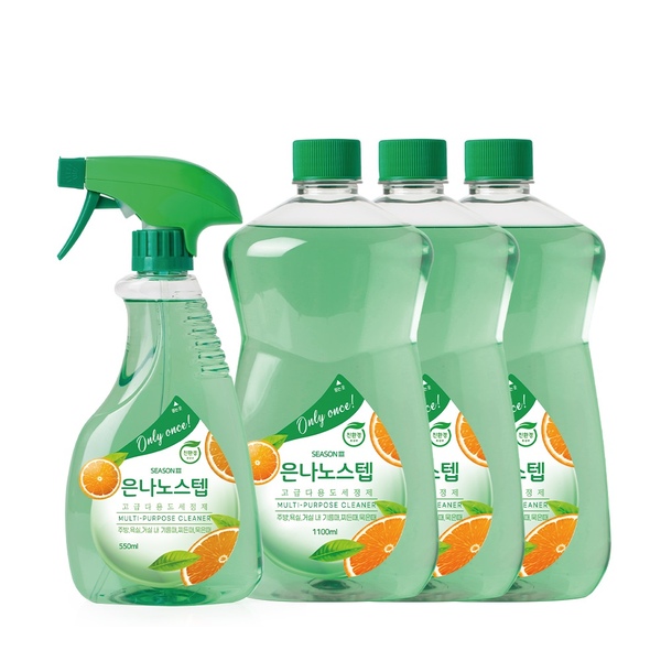 시즌3 다용도 세정제 550ml 1개 + 1100ml 리필 3개