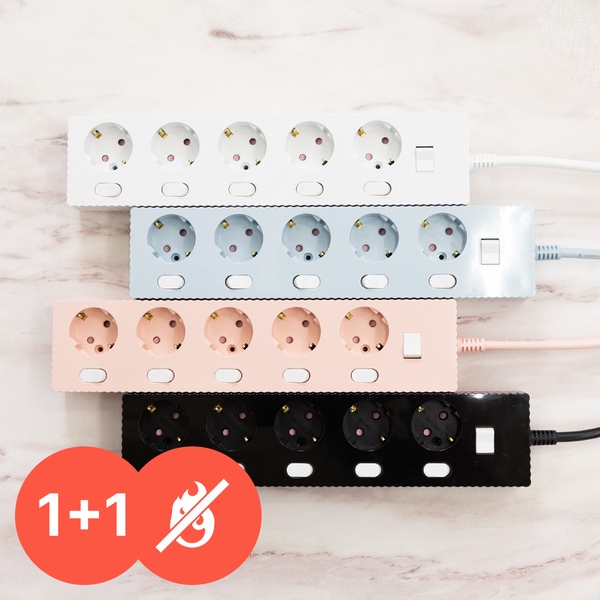 [1+1] 웨이브 화재예방 (자동소화+과부화차단+개별스위치) 5구 멀티탭 (50CM~7M)