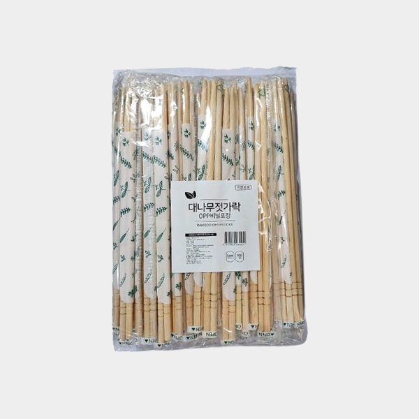 일회용 캠핑 손님용 개별포장 고급 대나무 원형 젓가락 20cm 100개