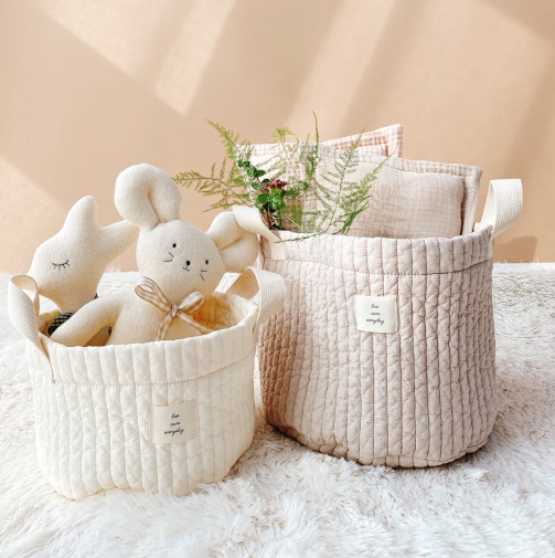 오늘의집 누빔 기저귀 정리함 보관함 아기 유아 장난감바구니 무지 파우치 가방 S/L 2colors