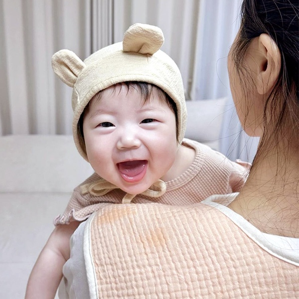 엄마 턱받이 수유 앞치마 3중 거즈 아기 거즈 이유식 침받이 가운 핑크 트림패드
