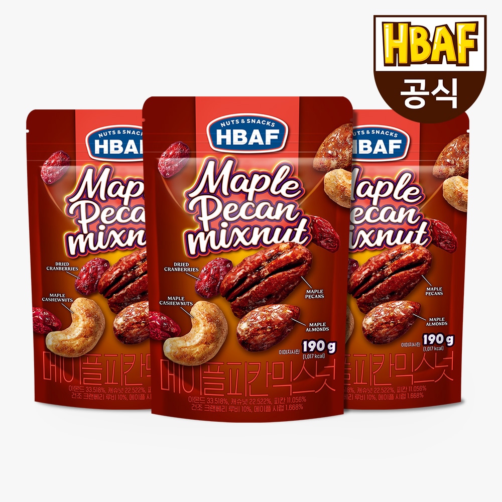 메이플 피칸 믹스넛 190g*3봉 가격 비교 바프 메이플 피칸 믹스넛 190g*3봉