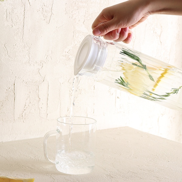 1+1 냉장고 손잡이 유리 물병 (1,000ml+1,000ml)