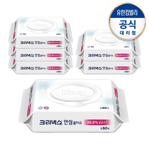 향균 안심물티슈 60매(캡)-6개