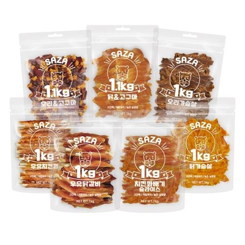 대용량 1KG 강아지 간식 사사미 져키