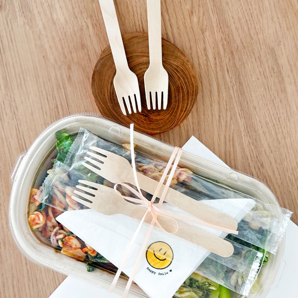 핸즈픽 일회용 우드 포크 개별포장 140mm 20개 샐러드 디저트 케이크 나무 포크