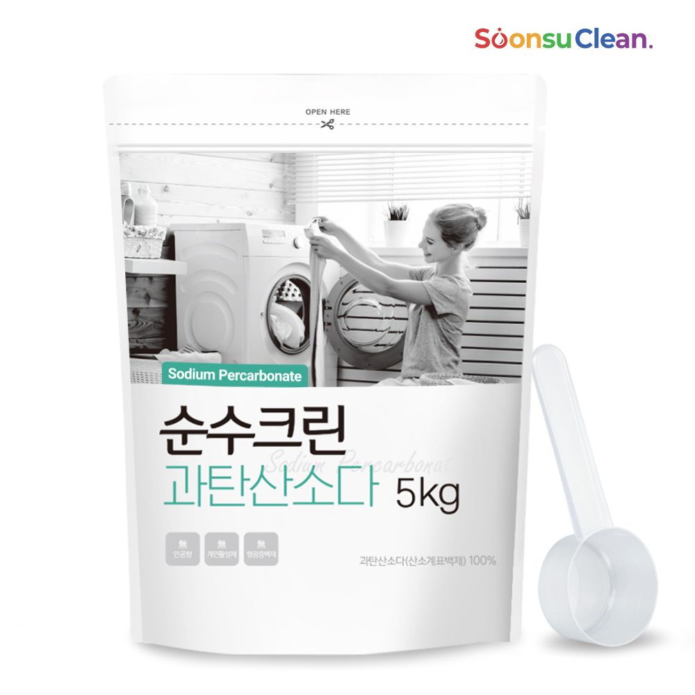 오늘의집 순수크린 과탄산소다 파우치5kgx1개 +스푼 사은품증정 1등급원료사용 산소계표백제