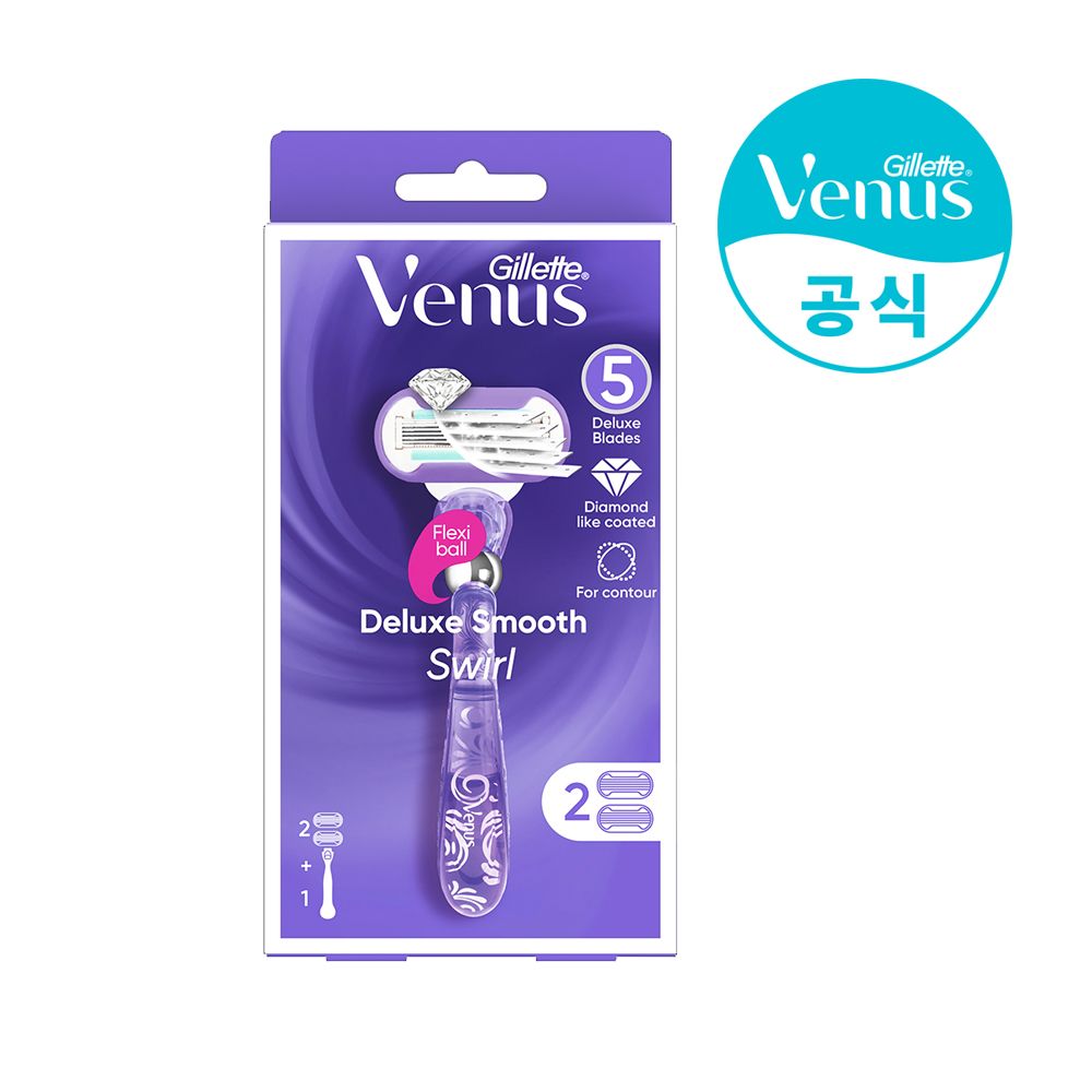 오늘의집 질레트 비너스 스월 면도기 핸들 1입+면도날 2입