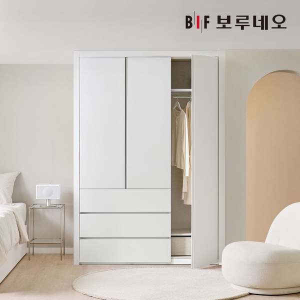네오3단서랍 작은방 붙박이장 여닫이 10cm E0등급 매립손잡이