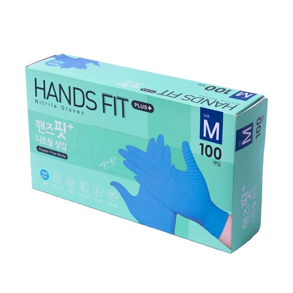 핸즈핏 플러스 니트릴장갑 아쿠아블루 100매(3size)