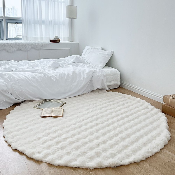 앙고라 고급 에코 퍼 인테리어 원형 러그 장모 밀림방지 4size 4colors