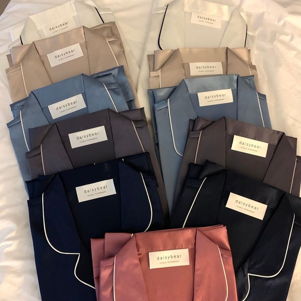 데이지베어 국산 프리미엄 실크 커플 여름 반팔 잠옷 원피스 파자마세트 (6color)