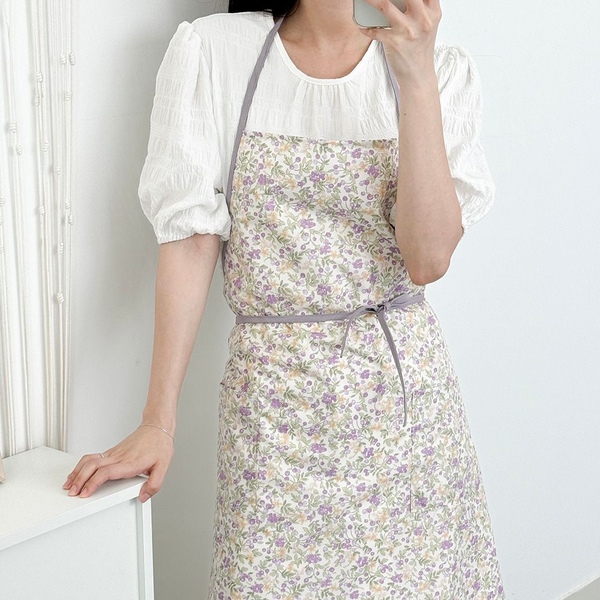 파스텔 플라워 기본형 방수 앞치마