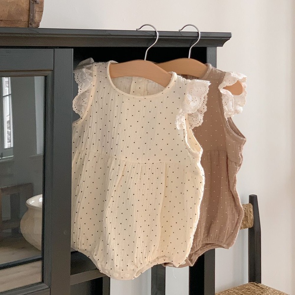 Baby. J 도트 레이스 요루면 아기 반팔 바디수트 2color, 2size