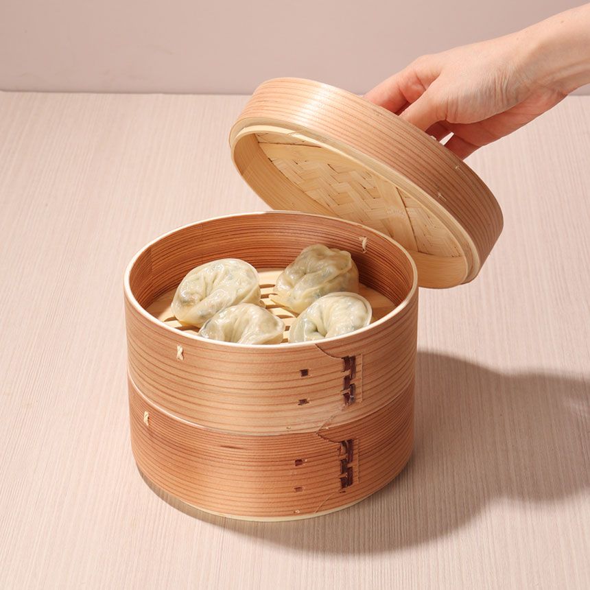 쿡차 대나무찜기-소 사이즈: 업소용 만두 떡찜기 대형 나무 채소 찜통 편백