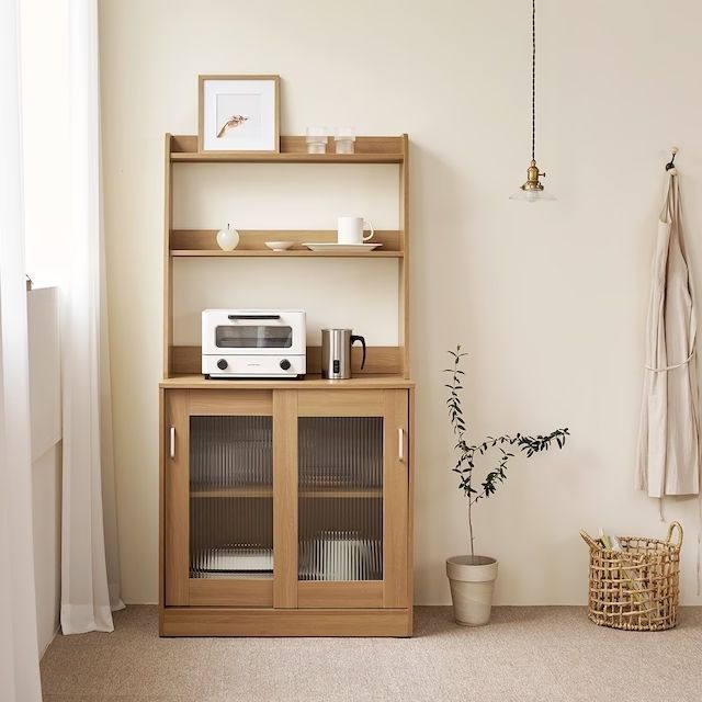 발트 모루유리 슬라이딩 주방 수납장 세트 3colors