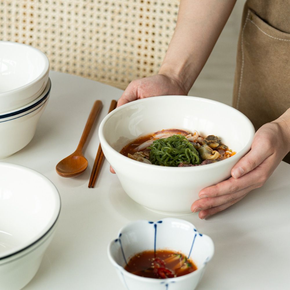 오늘의집 뉴욕 백지/킹스인 라인 여름 넓은 냉면그릇 비빔기 다용도 면기 1+1 (총 2P)
