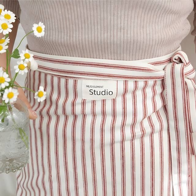 오늘의집 어반 스트라이프 가벼운 꽃집 카페 남여공용 하프 허리 앞치마 4color